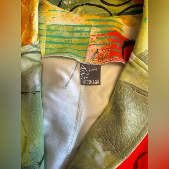 Colorful Abstract Women's Jacket, Simply Art Jacket Multicolor Geometric Pattern - Picture 4 of 8